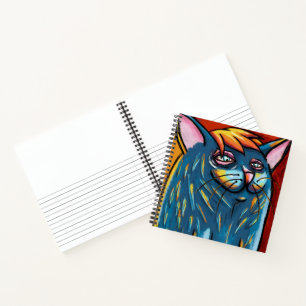 Süße glückliche blaue Katze Digital-Ölpastell Notizbuch