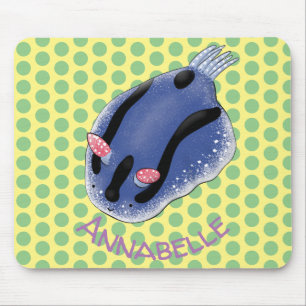 Süße glückliche blaue Nudibranchi-Cartoon-Illustra Mousepad