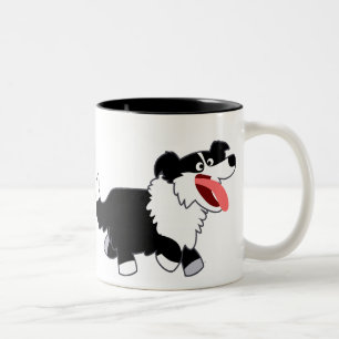 Süße glückliche Cartoon-Border-Collie-Tasse Zweifarbige Tasse