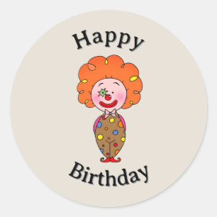 Süße glückliche Cartoon-Clown-Geburtstag Runder Aufkleber