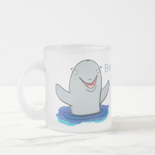 Süße glückliche Delfinkartillustration Mattglastasse