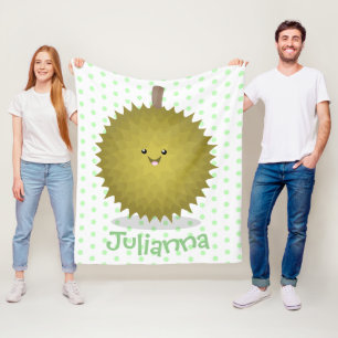 Süße glückliche Durian-Cartoon-Illustration Fleecedecke