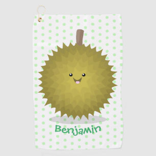 Süße glückliche Durian-Cartoon-Illustration Golfhandtuch