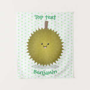 Süße glückliche Durian-Cartoon-Illustration Wandteppich