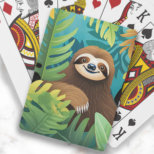 Süße glückliche Faultier-Dschungelmalerei Spielkarten