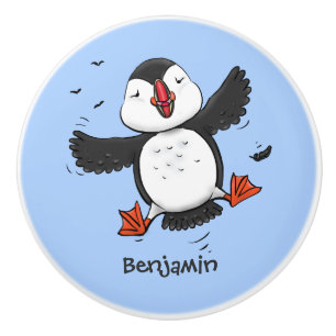 Süße glückliche fliegende Papageientaucher blaue C Keramikknauf