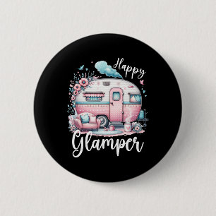 Süße glückliche Glamper-Wohnwagen-Camping-Glamping Button