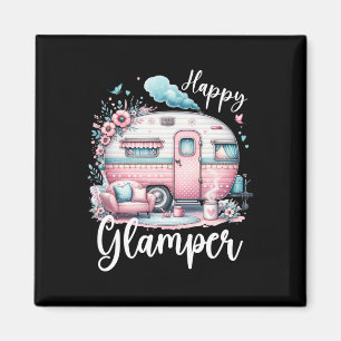 Süße glückliche Glamper-Wohnwagen-Camping-Glamping Magnet