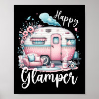 Süße glückliche Glamper-Wohnwagen-Camping-Glamping