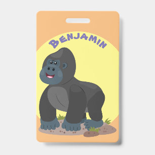 Süße glückliche große Gorilla-Cartoon-Illustration Ausweis