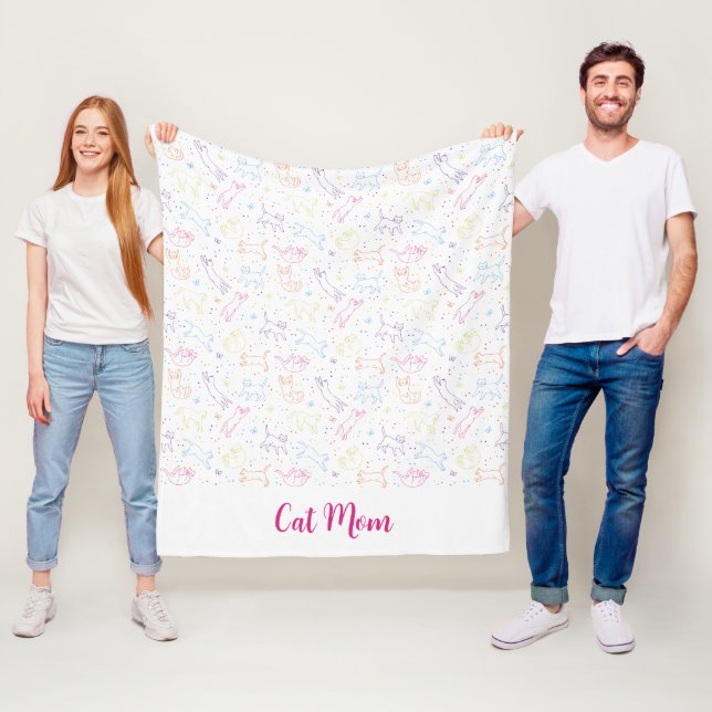 Süße glückliche handgezeichnete Katzen Flanelldeck Fleecedecke (Beispiel)