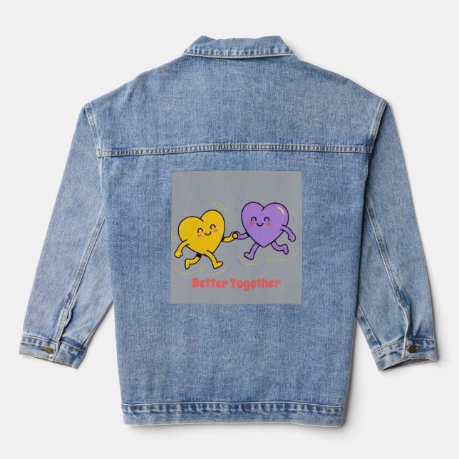 Süße glückliche Herzfreunde Jeansjacke (Rückseite)
