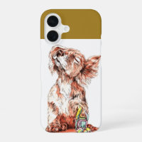 Süße glückliche Hund Kunst Skizze Grafik Schutzhül