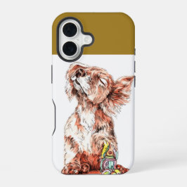 Süße glückliche Hund-Kunst-Skizze Grafik-Schutzhül iPhone 16 Hülle