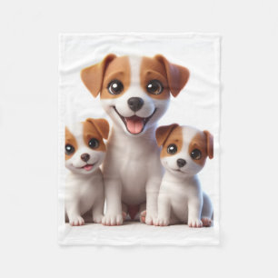 Süße glückliche Hunde-Familie-Fleece-Decke Fleecedecke