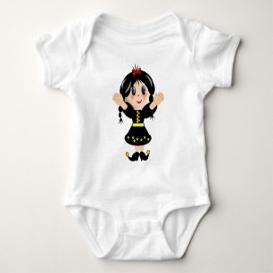 Süße glückliche kleine Mädchen-Comicfigur Baby Strampler