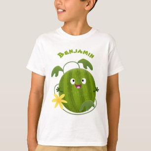 Süße glückliche lächelnde Wassermelonen-Cartoonfig T-Shirt