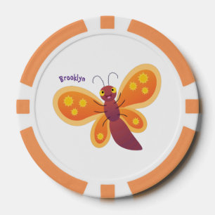 Süße glückliche orange Schmetterlings-Cartoon-Illu Pokerchips