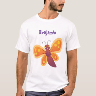 Süße glückliche orangefarbene Schmetterlings-Carto T-Shirt