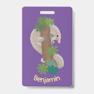 Süße glückliche Pangolin-Ameisenbär-Illustration Ausweis