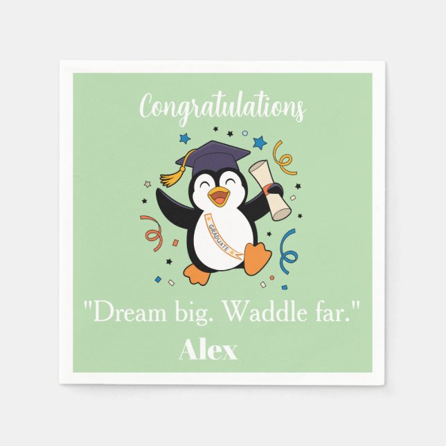 Süße glückliche Pinguin-Abschlussfeier Serviette (Vorderseite)