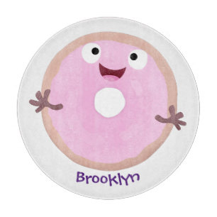Süße glückliche rosa glasierte Donut-Cartoonfigur Schneidebrett