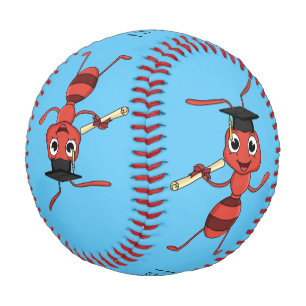 Süße glückliche rote Ameisen-Cartoonfigur Baseball