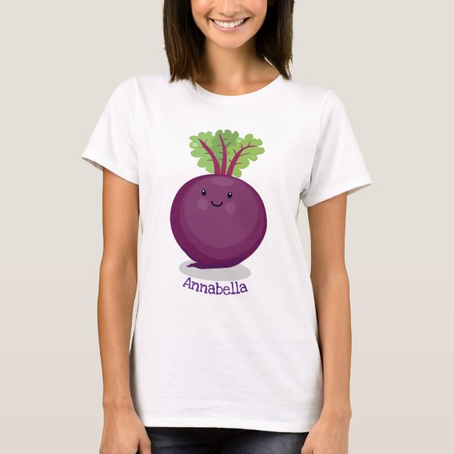 Süße glückliche Rote-Rüben-Küchen-Cartoon-Illustra T-Shirt (Vorderseite)