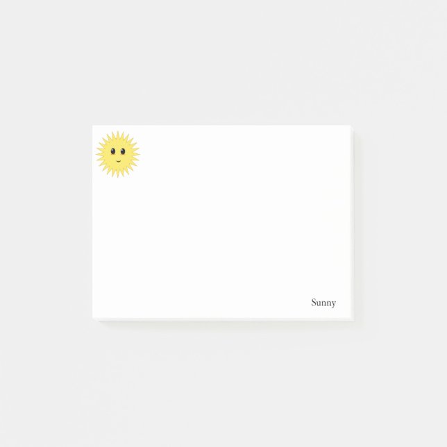 Süße glückliche Sonne auf weißem Hintergrund Post-it Klebezettel (Vorderseite)