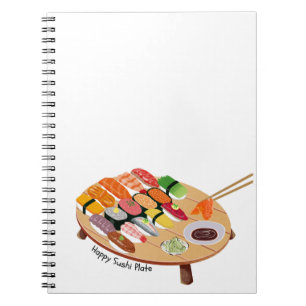 Süße glückliche Sushi-Platte Notizbuch Kawaii Ja Notizblock