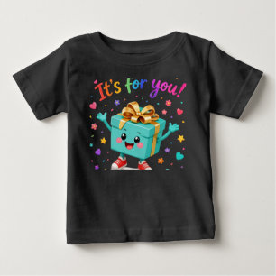 Süße glückliche Türkis-Geschenkbox-Überraschung Baby T-shirt