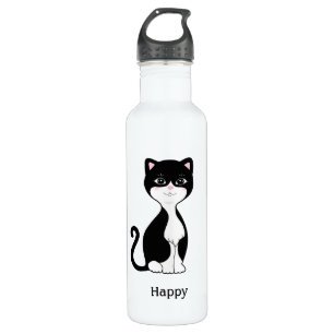 Süße glückliche Tuxedo-Katze Edelstahlflasche
