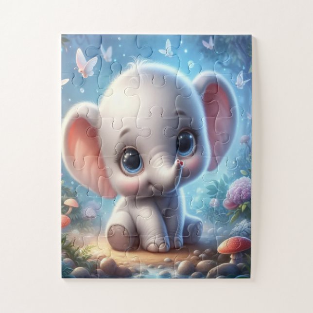 Süße glückliche weiße Elefant-Puzzles Puzzle (Vertikal)