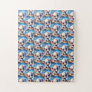 Süße glückliche weiße Elefant-Puzzles Puzzle