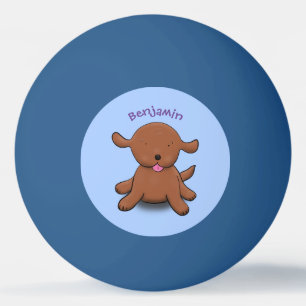 Süße glückliche Welpenhund blaue Cartoon-Illustrat Tischtennisball