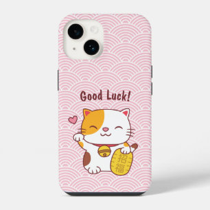 Süße Glückskatze Japanische Maneki Neko Rosa iPhone 14 Hülle