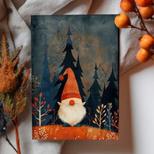 Süße Gnom-Illustration Whimsical Weihnachten Postkarte