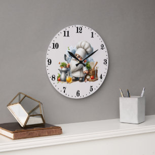 Süße Gnom-Kochliebhaber Große Wanduhr