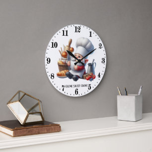 Süße Gnom-Kochliebhaber Große Wanduhr