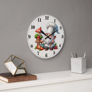 Süße Gnom-Kochliebhaber Große Wanduhr