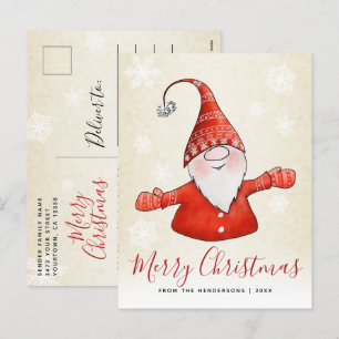 Süße Gnom-Weihnachts-Feiertagspostkarte Feiertagspostkarte