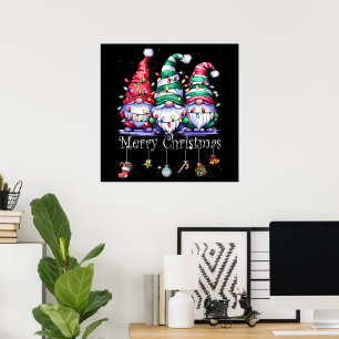 Süße Gnome Frohe Weihnachtslicht Familie Gnom Poster
