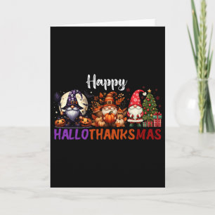 Süße Gnome Frohes Hallothanksmas Halloween Ernteda Karte