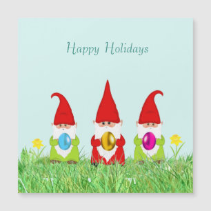 Süße Gnome halten Ostereier Magnetkarte