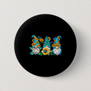 Süße Gnome mit Sonnenblumen-Schmetterlingsgärtnern Button