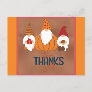 Süße Gnome sagen Dankeschön Euch allen Herbst Postkarte