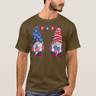 Süße Gnome USA Amerikanische Flagge Patriotisch 4. T-Shirt