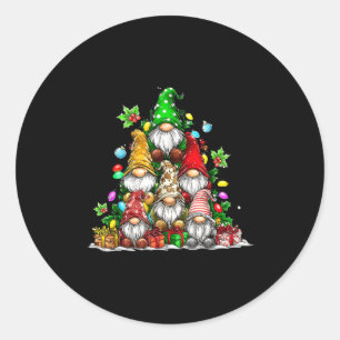 Süße Gnome Weihnachtsbaum Lichter Gnomies Gnom Xm Runder Aufkleber