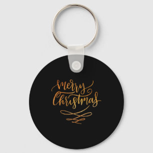 Süße Gold-Bürsten-Schrift Frohe Weihnachten T-Shir Schlüsselanhänger
