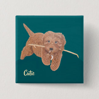 Süße Golden Doodle Quadrat-Taste Button